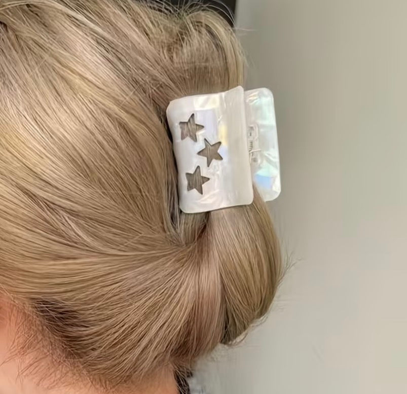 Acetate Claw Hair Clip | Mermaid White Stars 2.5