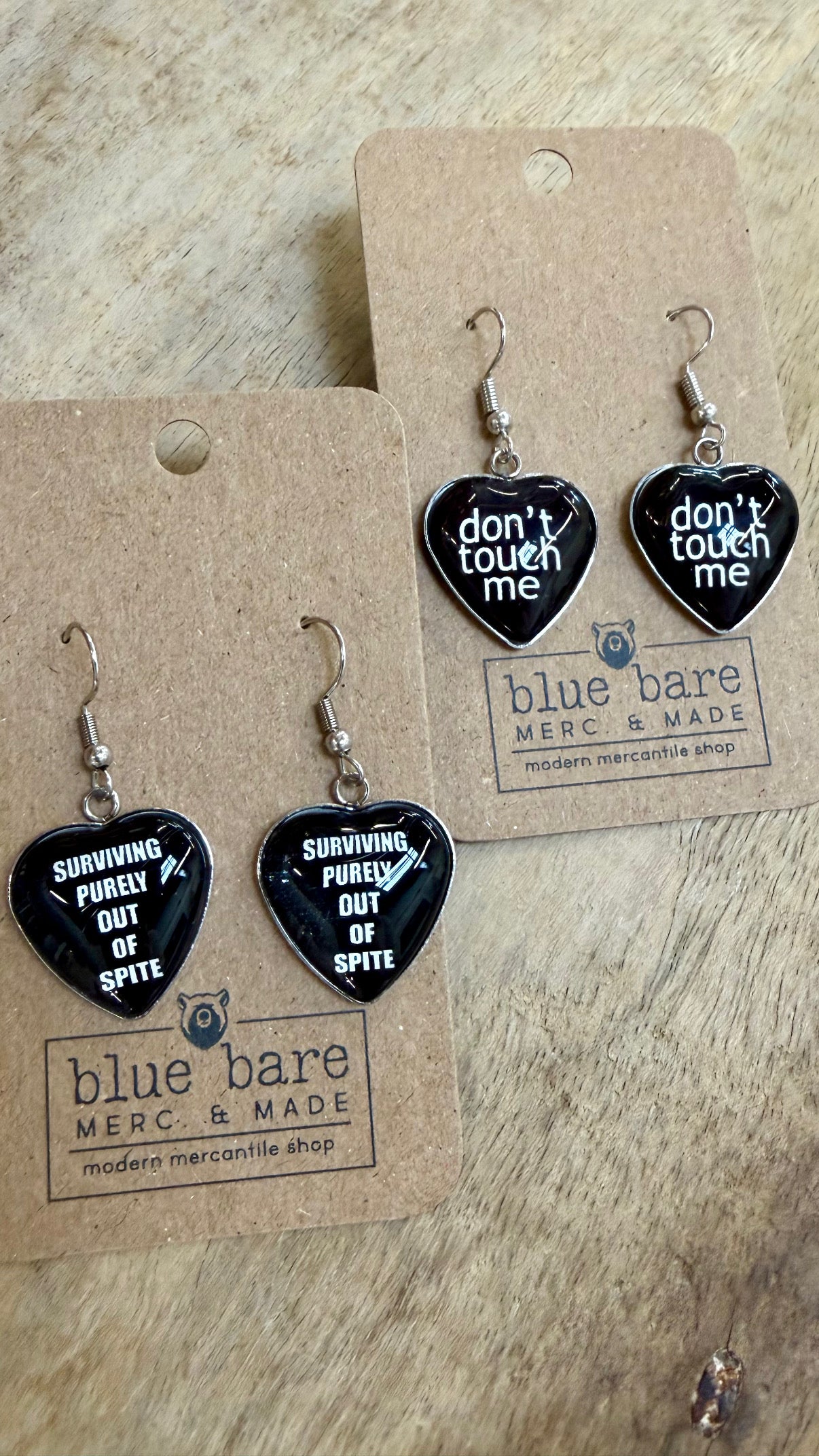 Earrings | Black Snarky Heart | Don't Touch Me