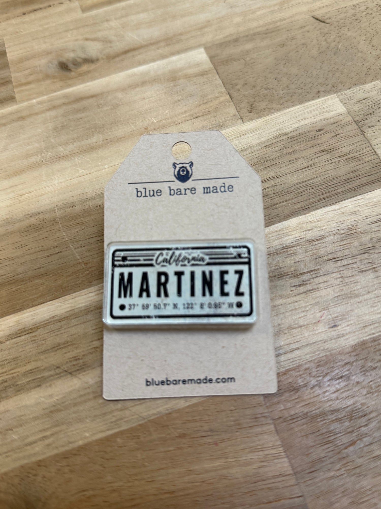 Acrylic Lapel Pin | Martinez License Plate