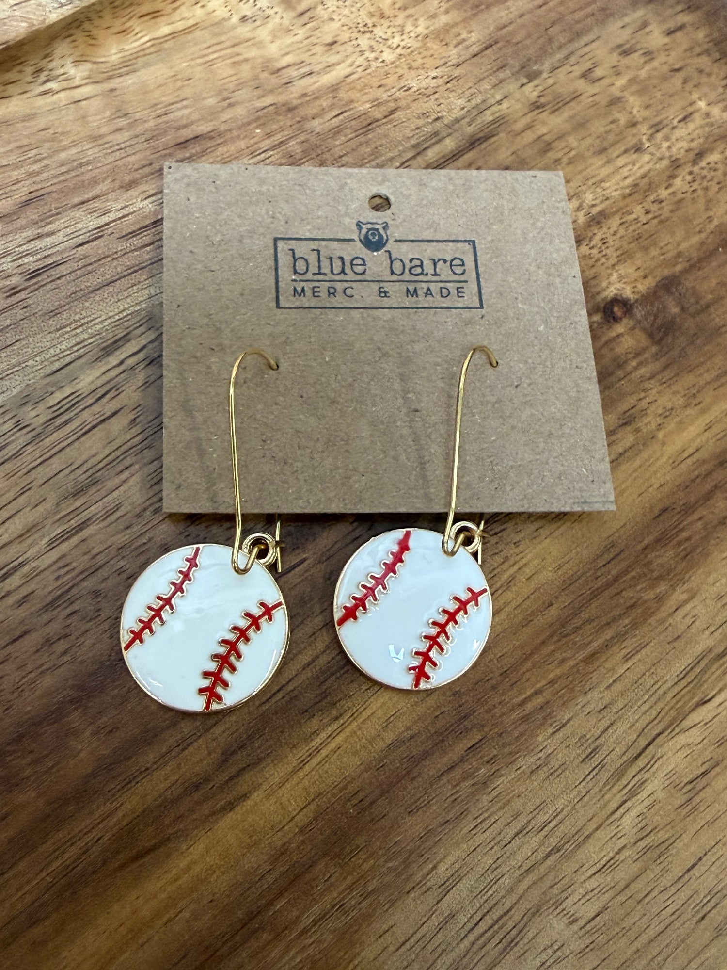 Dangle Earrings | Enamel Baseballs
