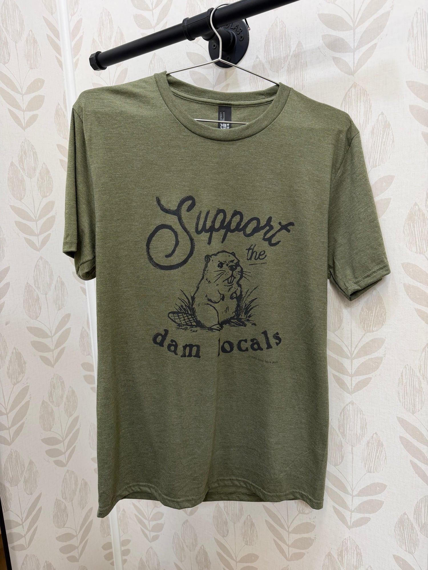 Unisex T-Shirt | Support the "Dam" Locals Beaver - Military Green