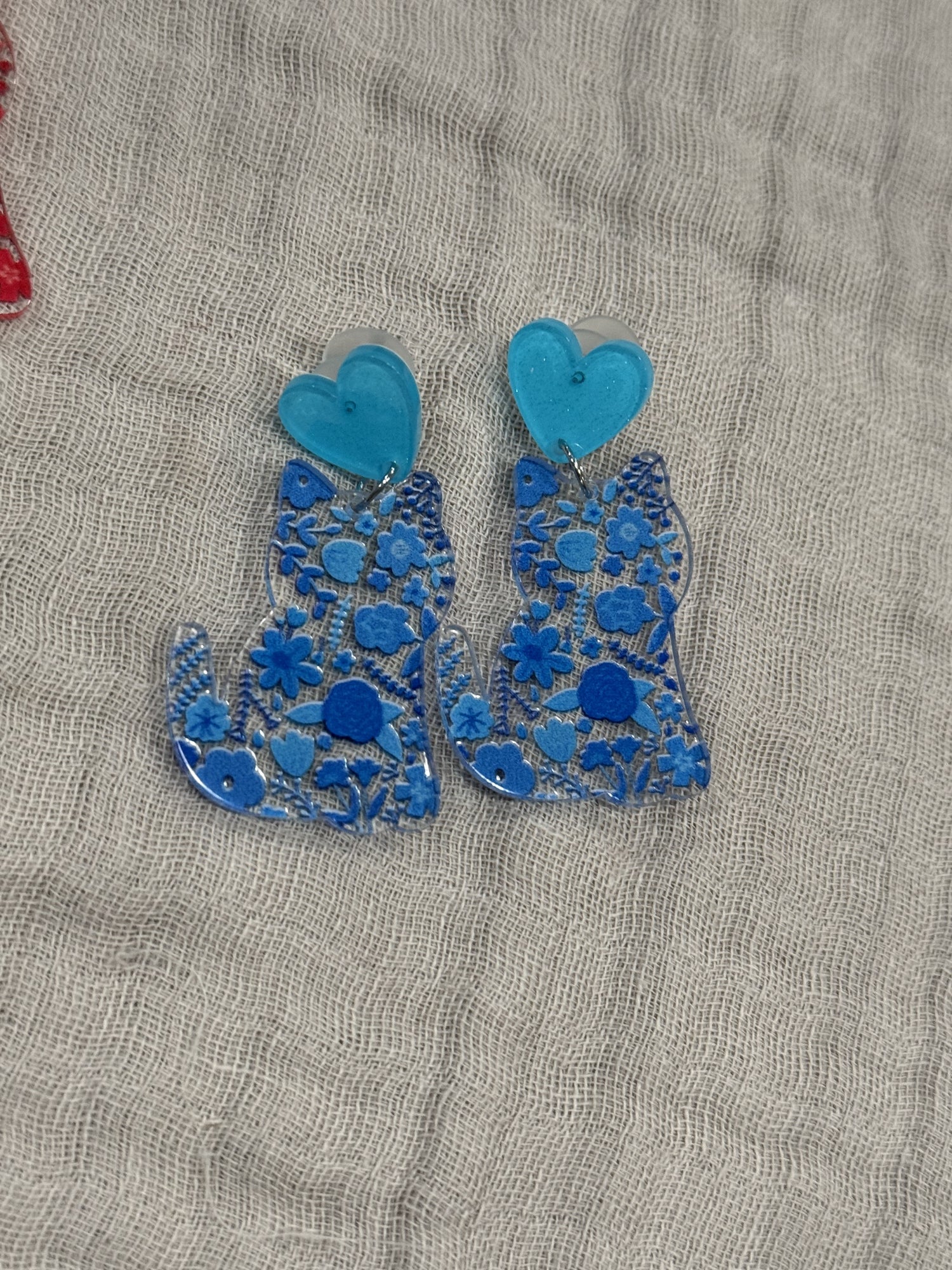 Valentine's Earrings | Heart Floral Kitties