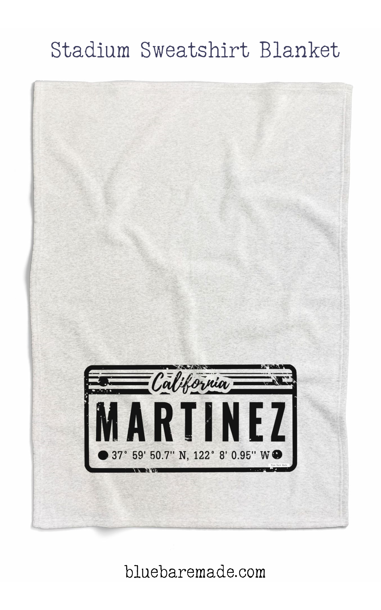 Stadium Sweatshirt Blanket | Martinez License Plate