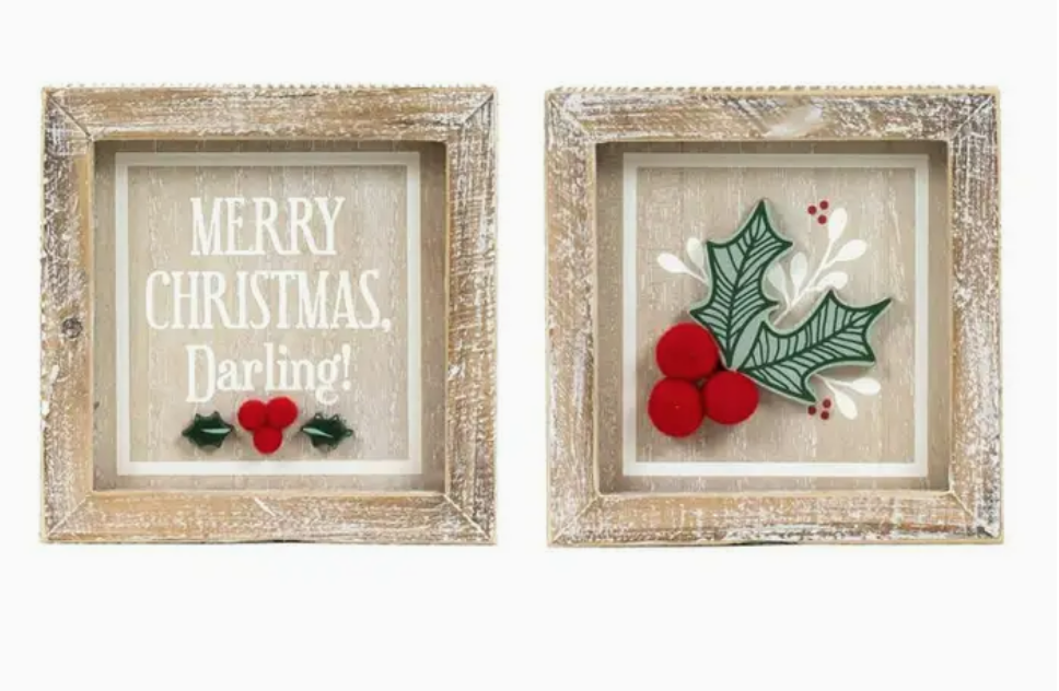 Reversible Holiday Frame | Holly + Merry Christmas Darling