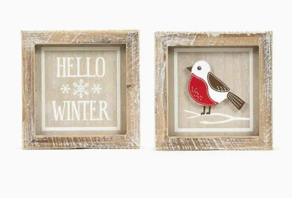 Reversible Holiday Frame | Hello Winter and Holiday Bird