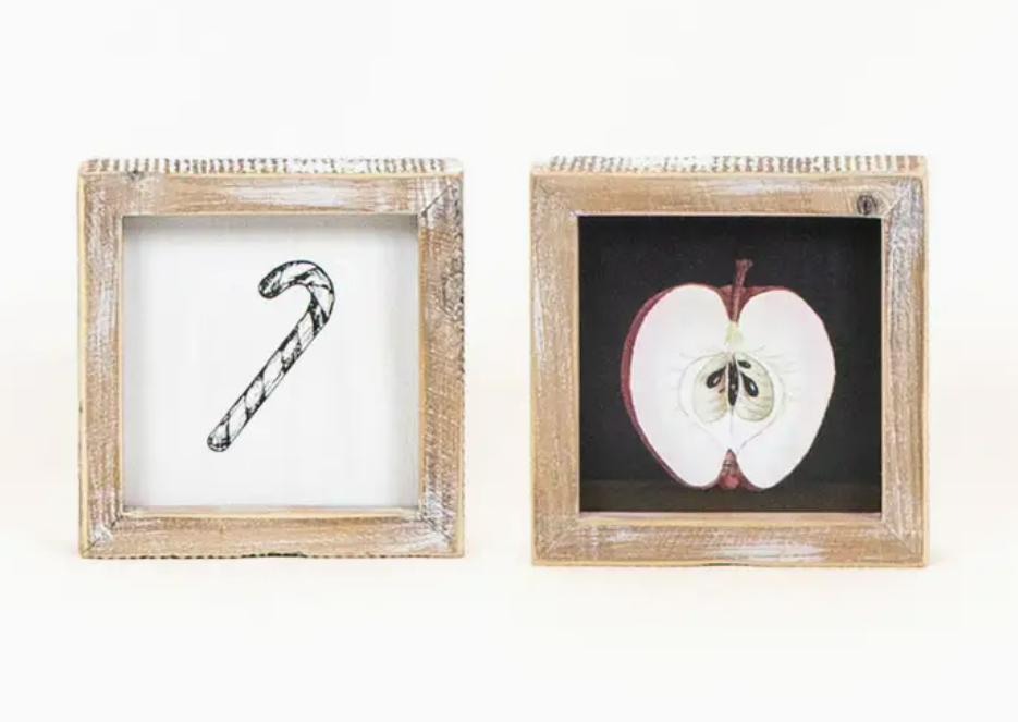 Reversible Holiday Frame | Candy Cane + Apple