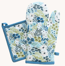 Oven Mitt + Potholder Set | Waterfall Floral