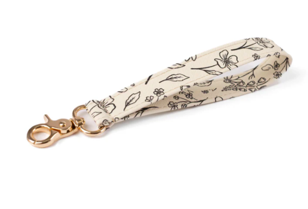 Wristlet Keychain | Pressed Floral (Mushroom Leather)