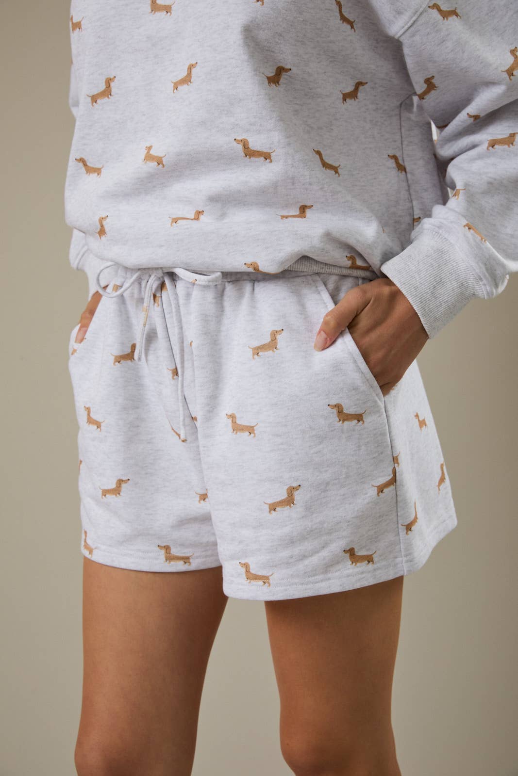 HIGH WAIST DOG PRINT SWEATSHORTS