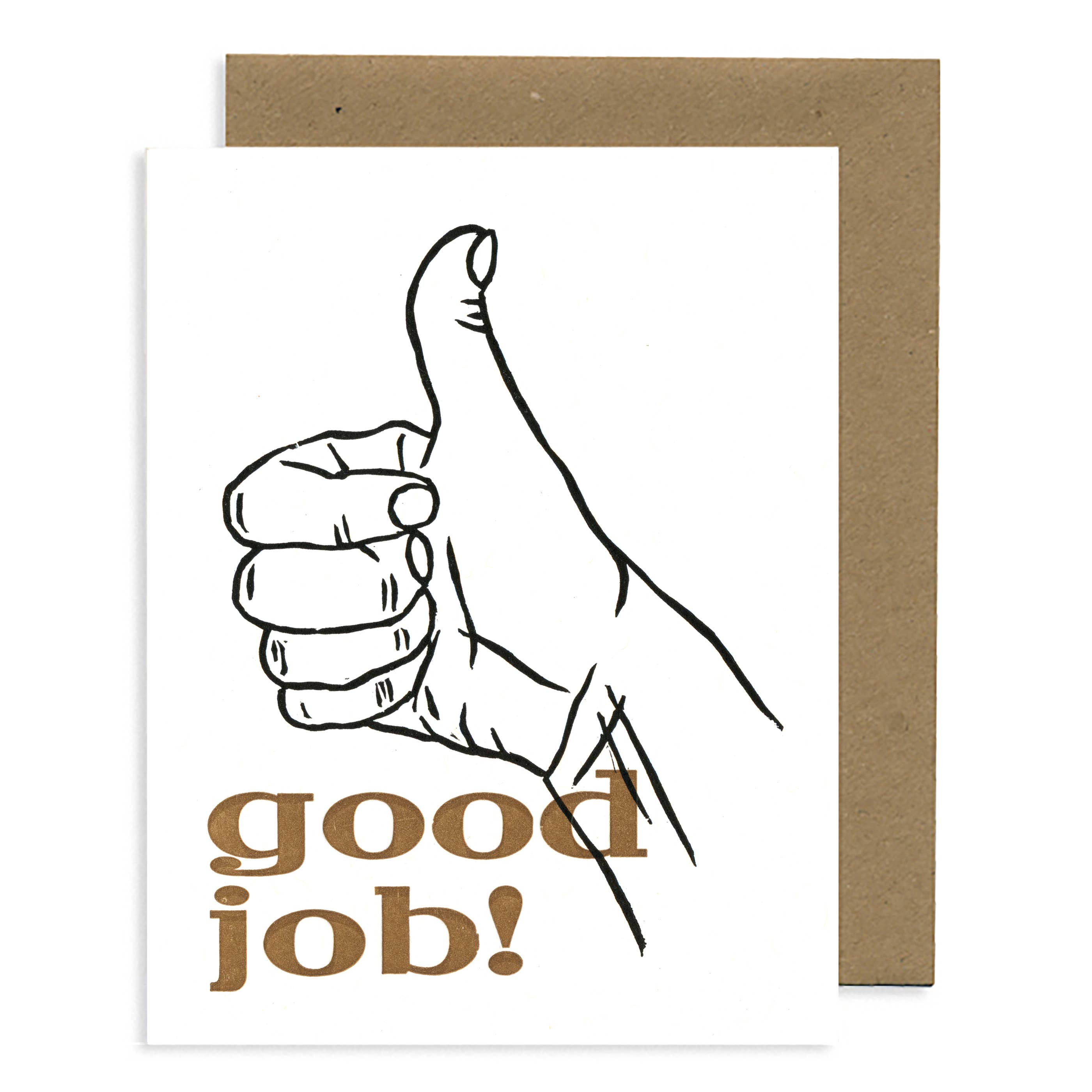 *Greeting Card | Good Job Thumbs Up (Letterpress) – Blue Bare Made Shop