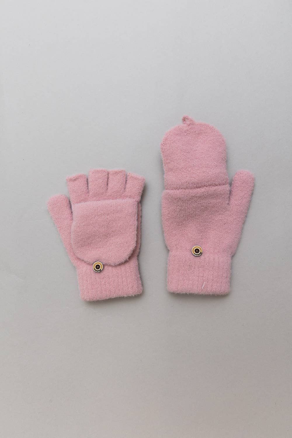 Winter Knit Convertible Fingerless Gloves with Mitten Flap: Beige
