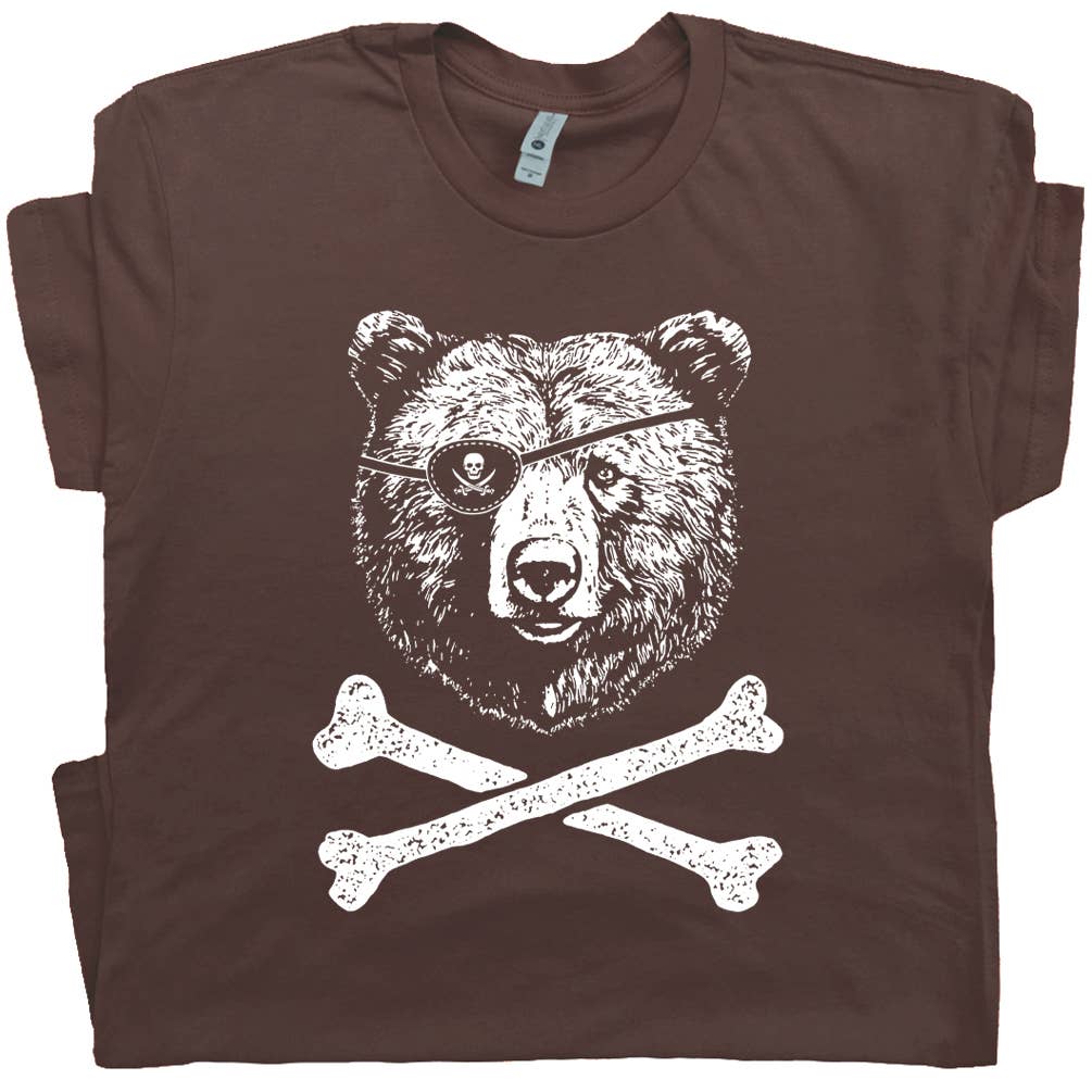 Unisex Tee | Bear Jolly Roger T Shirt Cool Camping Theme Mountains Hiking