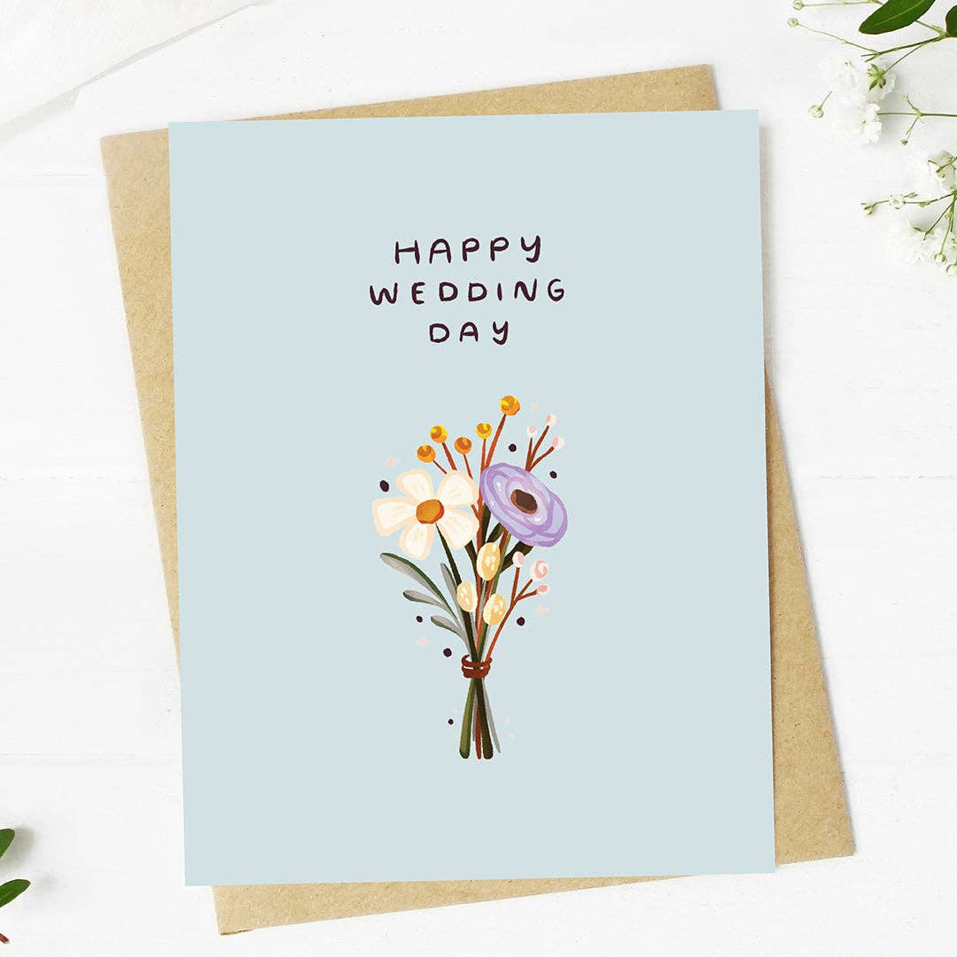 Greeting Card | "Happy wedding day" Wedding Cute Bouquet