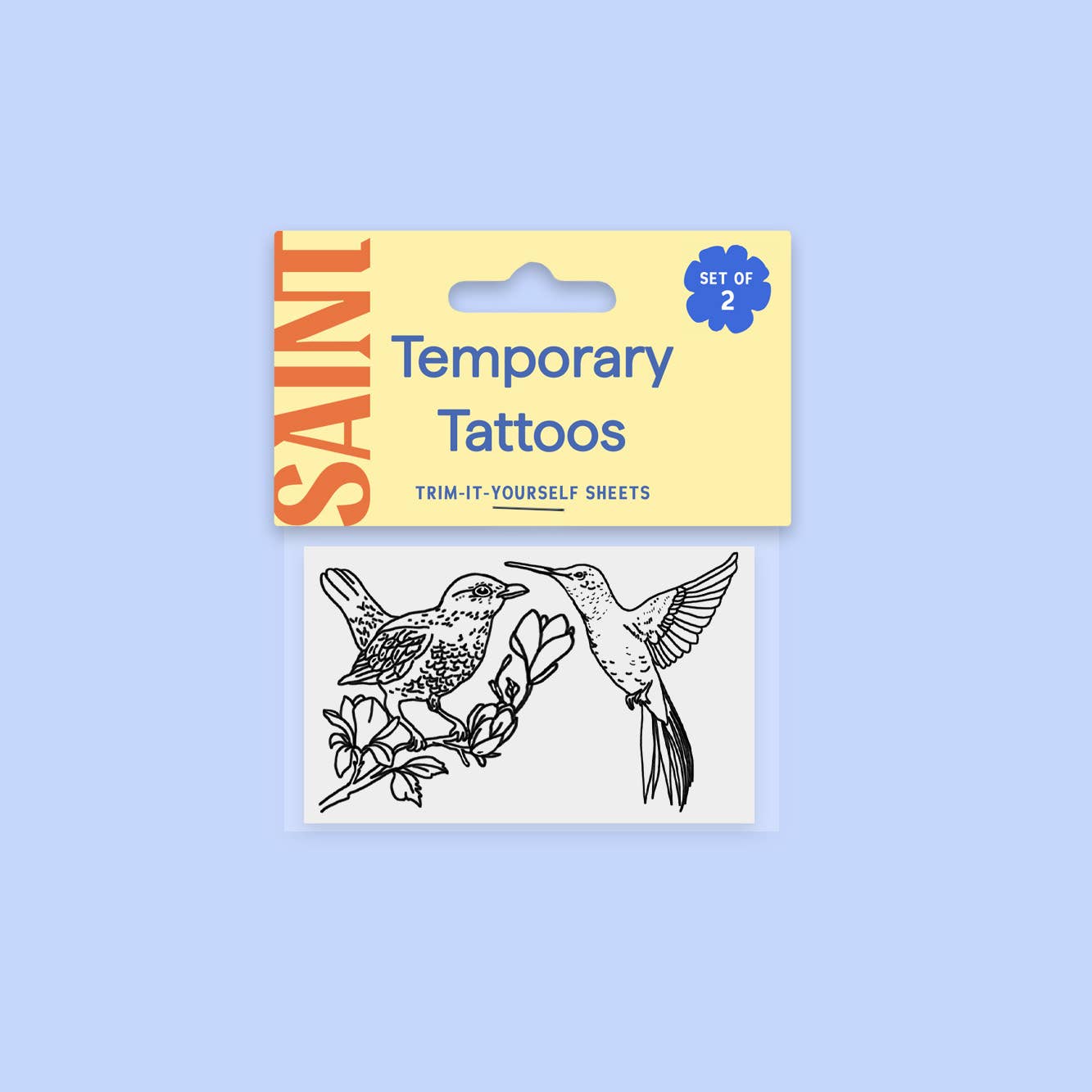 Blackbird and Hummingbird Temporary Tattoos