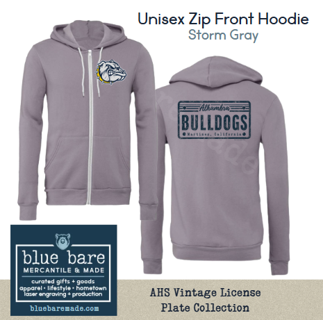 Unisex Zip Front Hoodie Sweatshirt | AHS Vintage License Plate Design