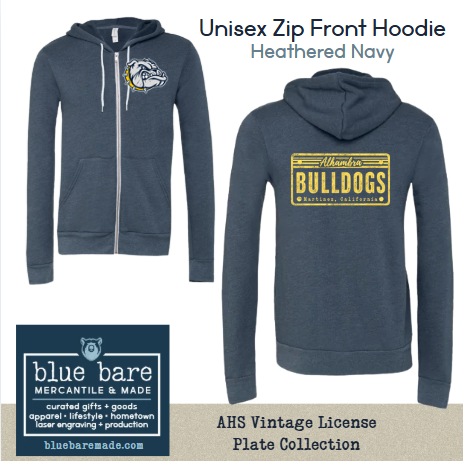 Unisex Zip Front Hoodie Sweatshirt | AHS Vintage License Plate Design