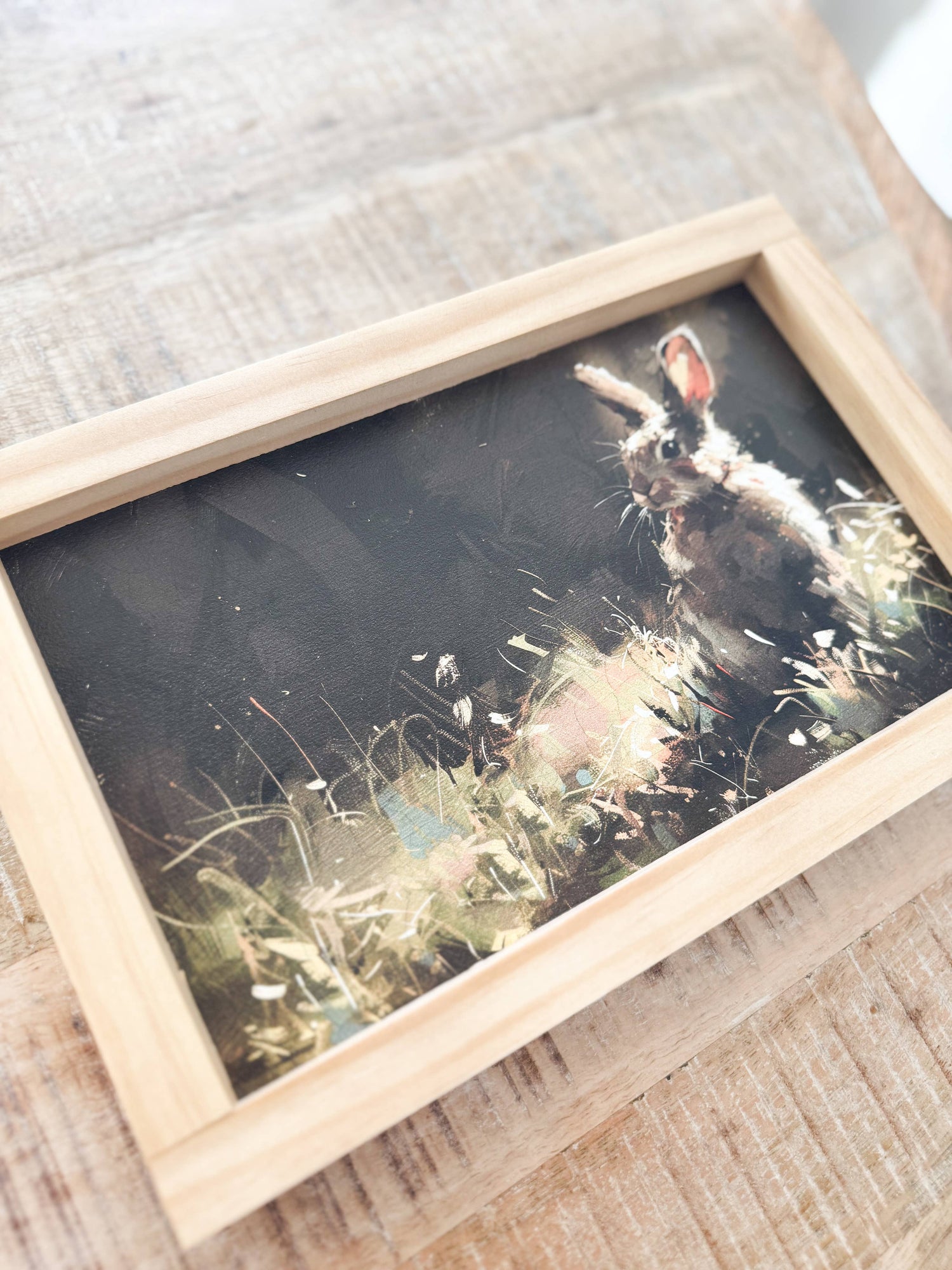 Handmade Framed Art | Dark Bunny Vintage Inspired Wood Sign