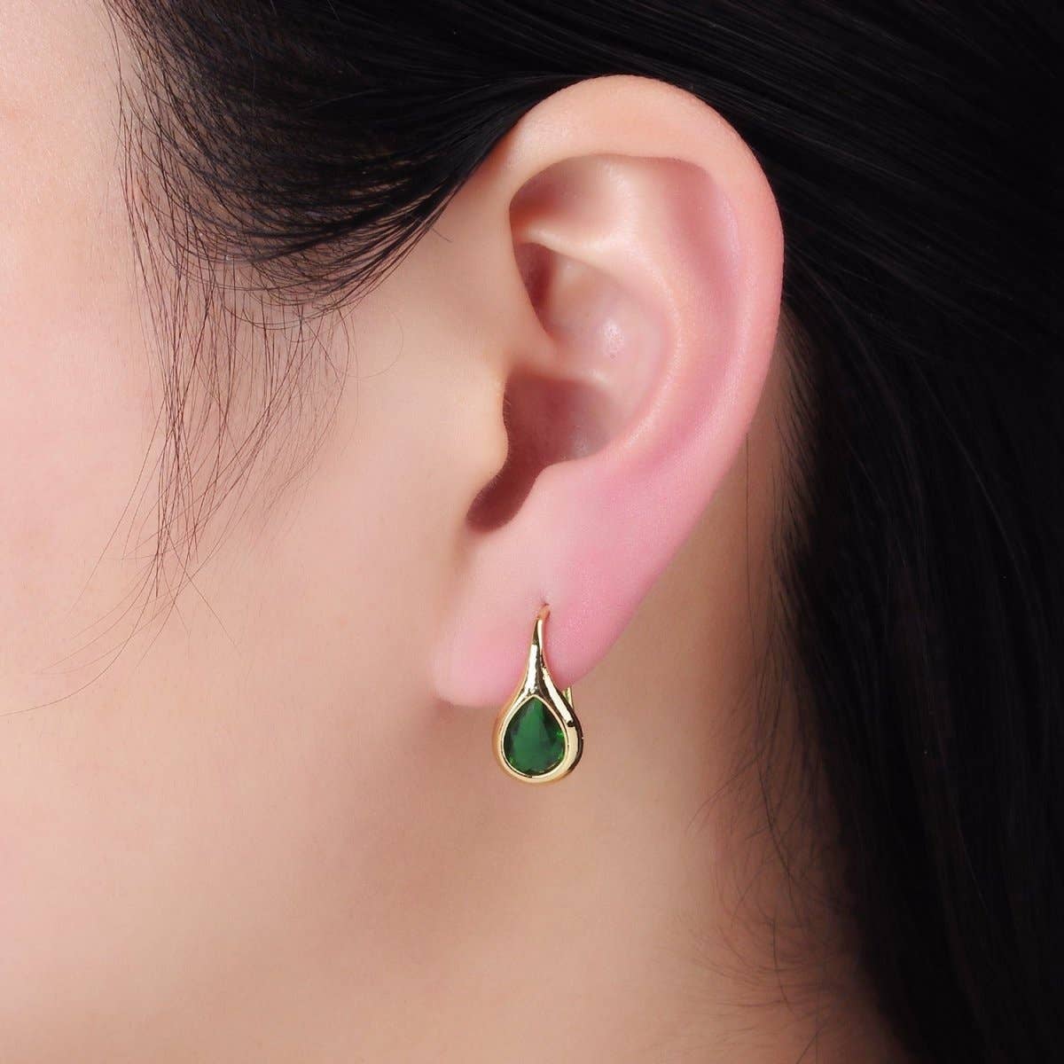 Petite Drop Earrings | 14K Gold Filled Clear, Diamond CZ Teardrop French Hook Earrings