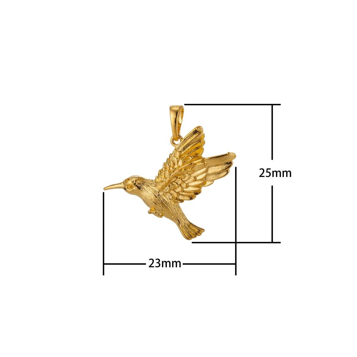 Gold Hummingbird Charm 18k Gold Filled Humming Bird Pendant 25mmx23mm gold woodland jewelry H-815