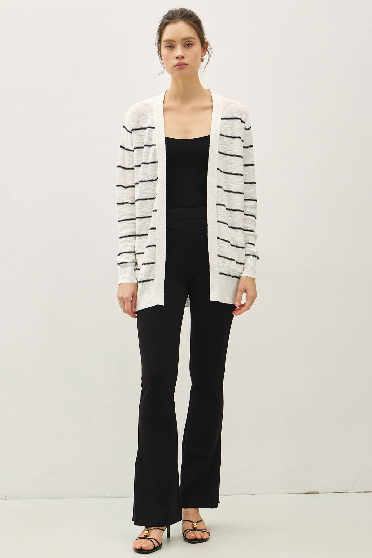 Women's Cardiagan | STRIPED COTTON SLUB