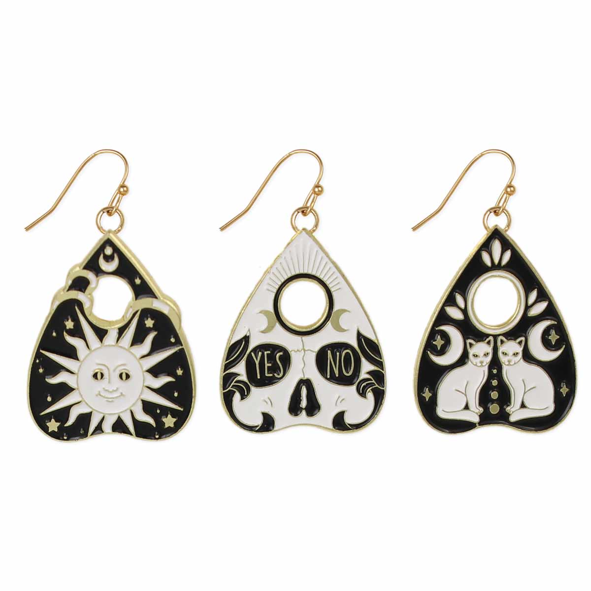 Earrings | Tell My Fortune Black White Planchet