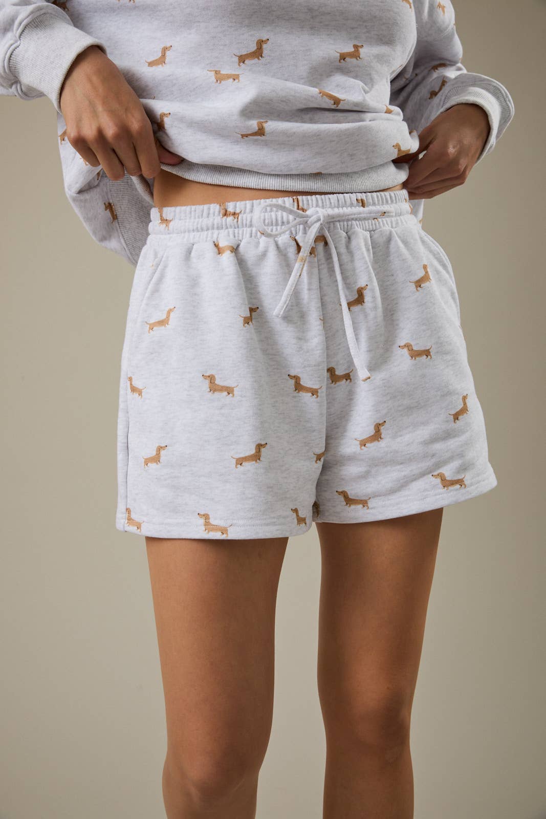 HIGH WAIST DOG PRINT SWEATSHORTS