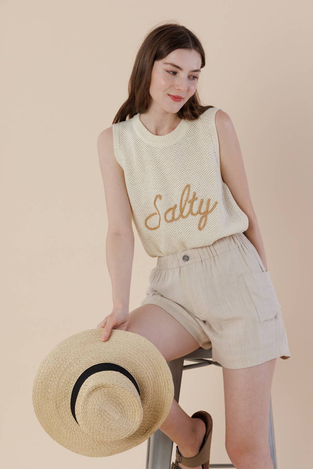 Women's Sleeveless Embroidered Sweater Tank | Salty