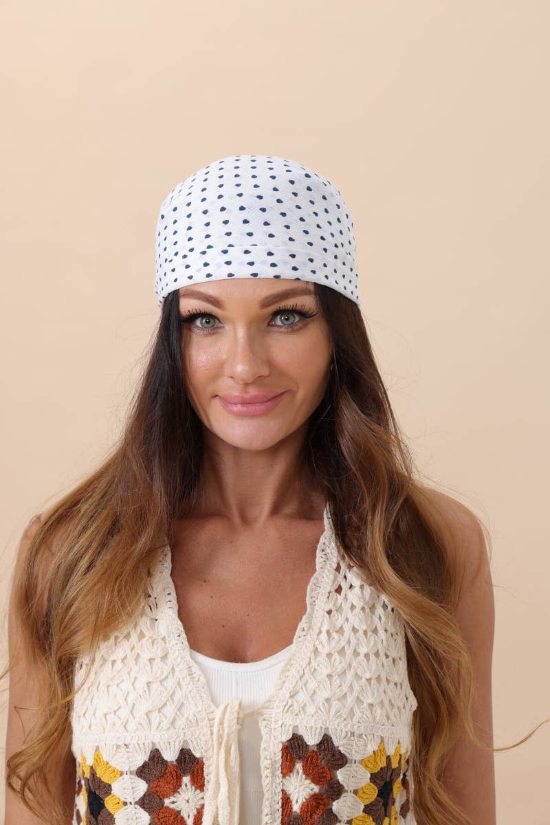 Cotton Bandana | White with NavyHeart