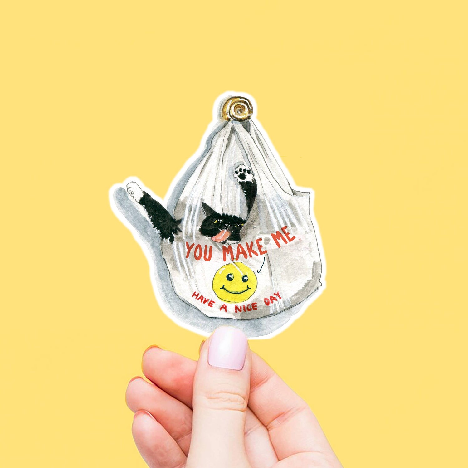 Vinyl Sticker | Funny Bag Cat