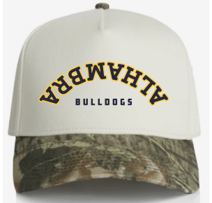 Alhambra Hat | Camo and Cream with Alhambra Bulldogs (upside down)
