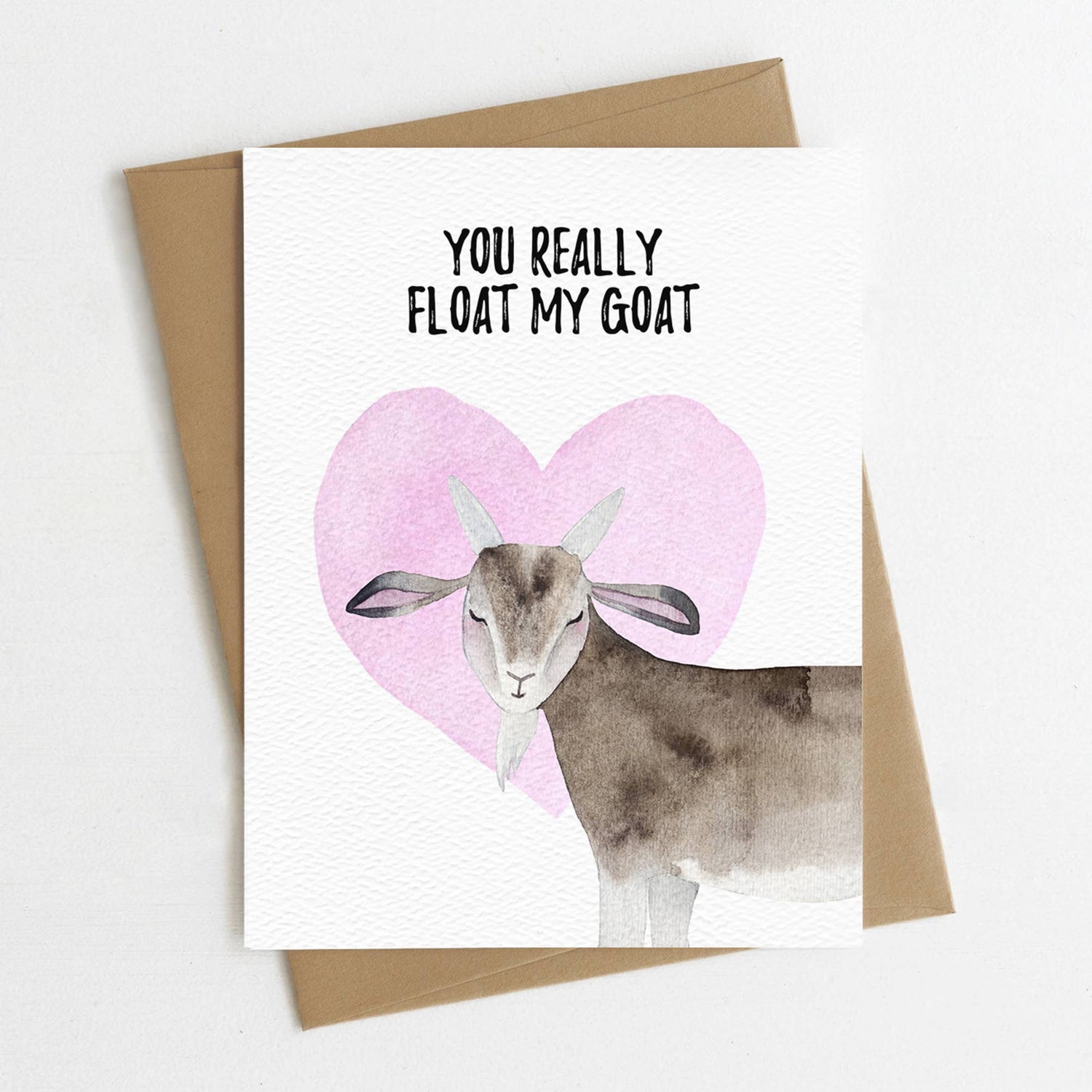 Funny Valentine's Day Card, Greeting Card | Animal Valentine, Float my Goat
