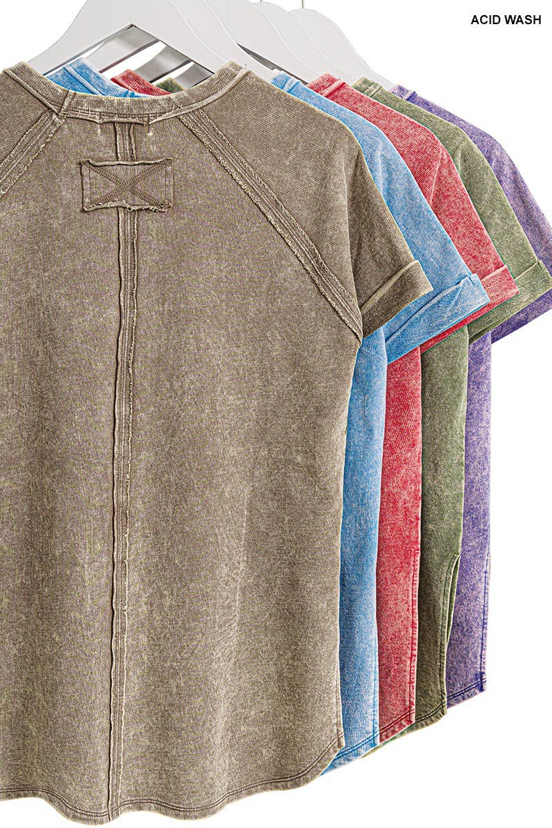 Women's Top | French Terry Vintage Wash | Mint Sky