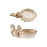 Cream stoneware bowl with squirrel