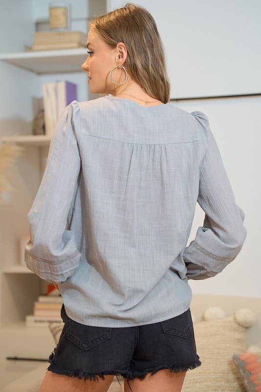 Women's Top | Buttoned Cotton Blouse With Lace