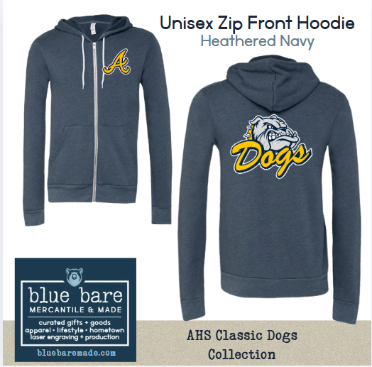 Unisex Zip Front Hoodie Sweatshirt | AHS Bulldogs Classic "Spike" Design