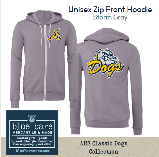 Unisex Zip Front Hoodie Sweatshirt | AHS Bulldogs Classic "Spike" Design