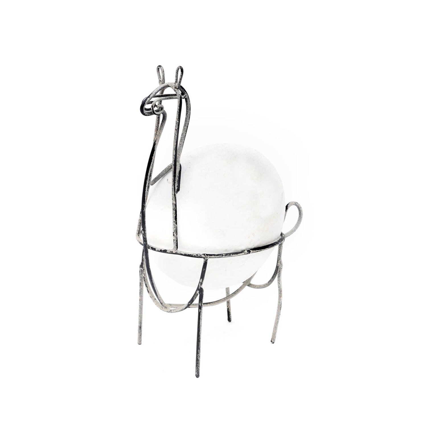 Tabletop Art | Handmade Eco Mix Llama Sculpture with Iron Feet –7X3.1X9"