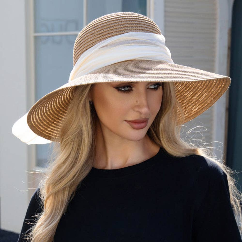 Oversized Straw Sun Hat | Bow Band Wide Brim
