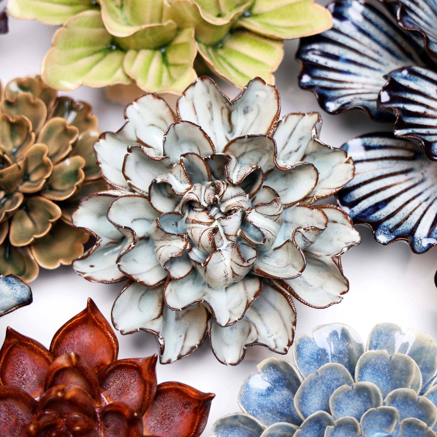 Handmade Ceramic Flower | Mint + Chocolate Mumm