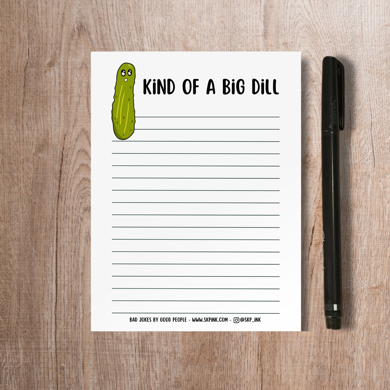 Funny Pickle Pun Notepad | Kind of a Big Dill Stationery