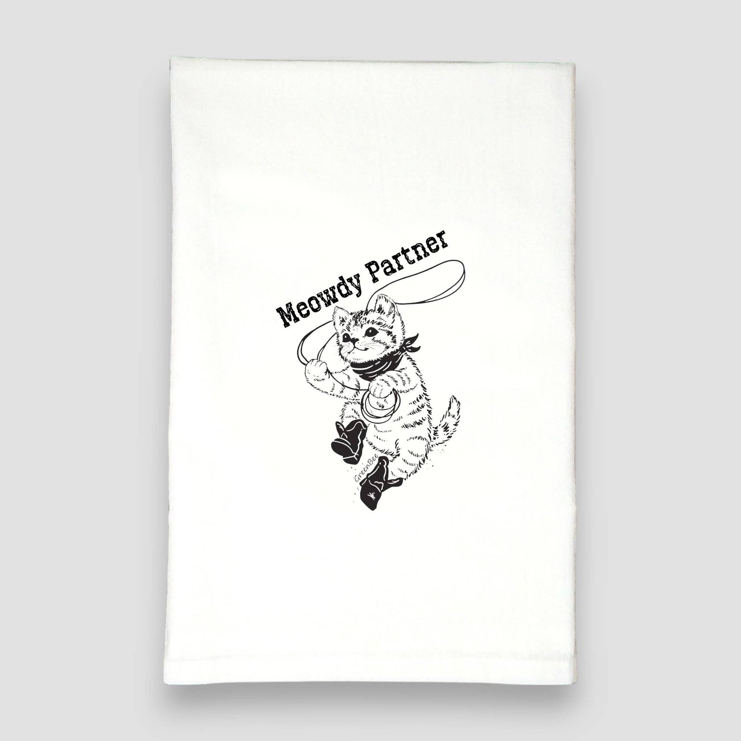 Meowdy Partner Funny Cat Kitchen Towel | Tea Towels | Cowboy