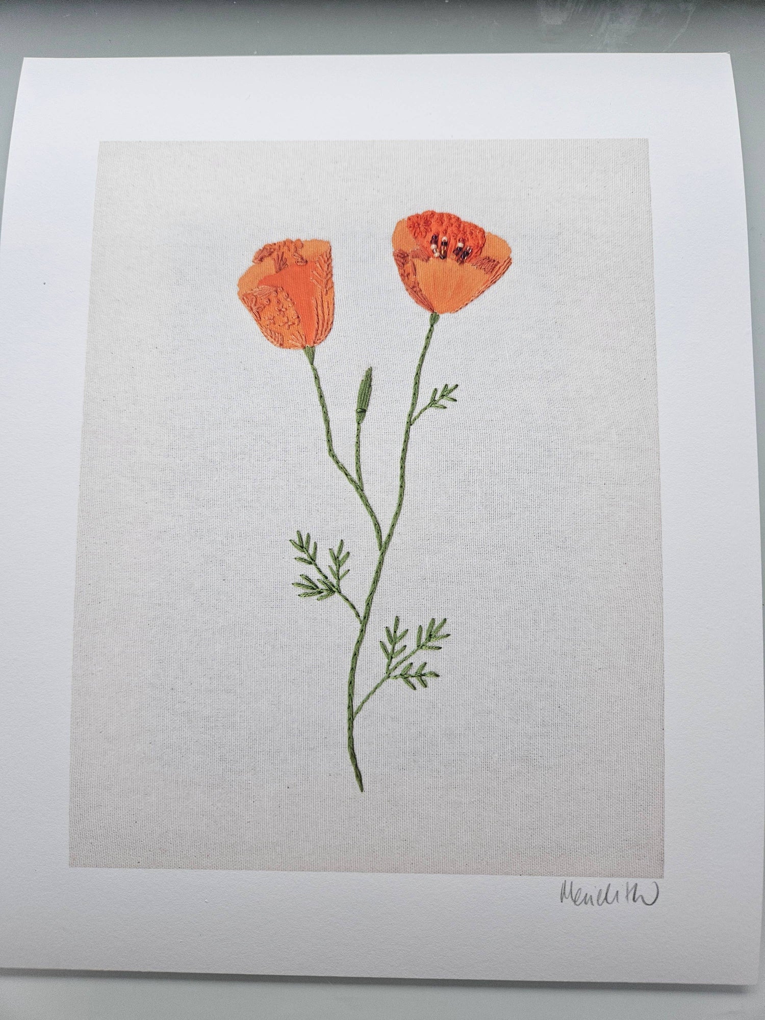 Art Print | California Poppy Embroidery