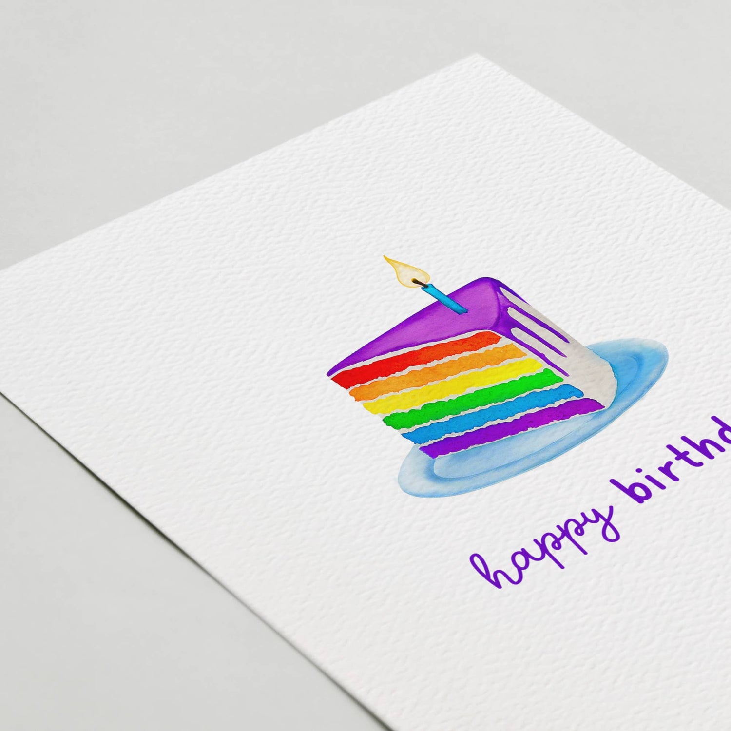 Rainbow Cake Card, Happy Birthday Card: Kraft Envelopes / Clear Protective Sleeves