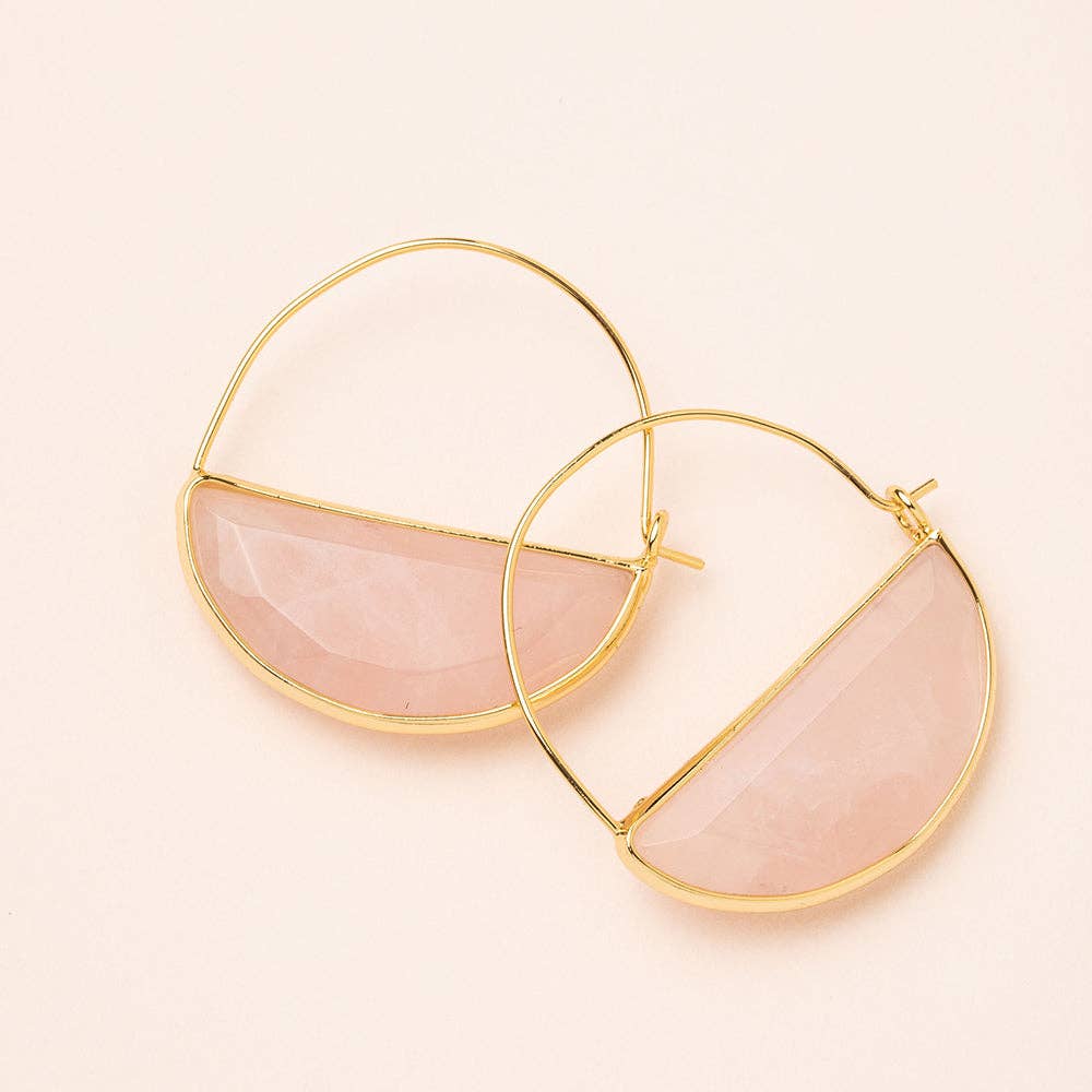 Stone Prism Hoop | Rose Quartz/Gold