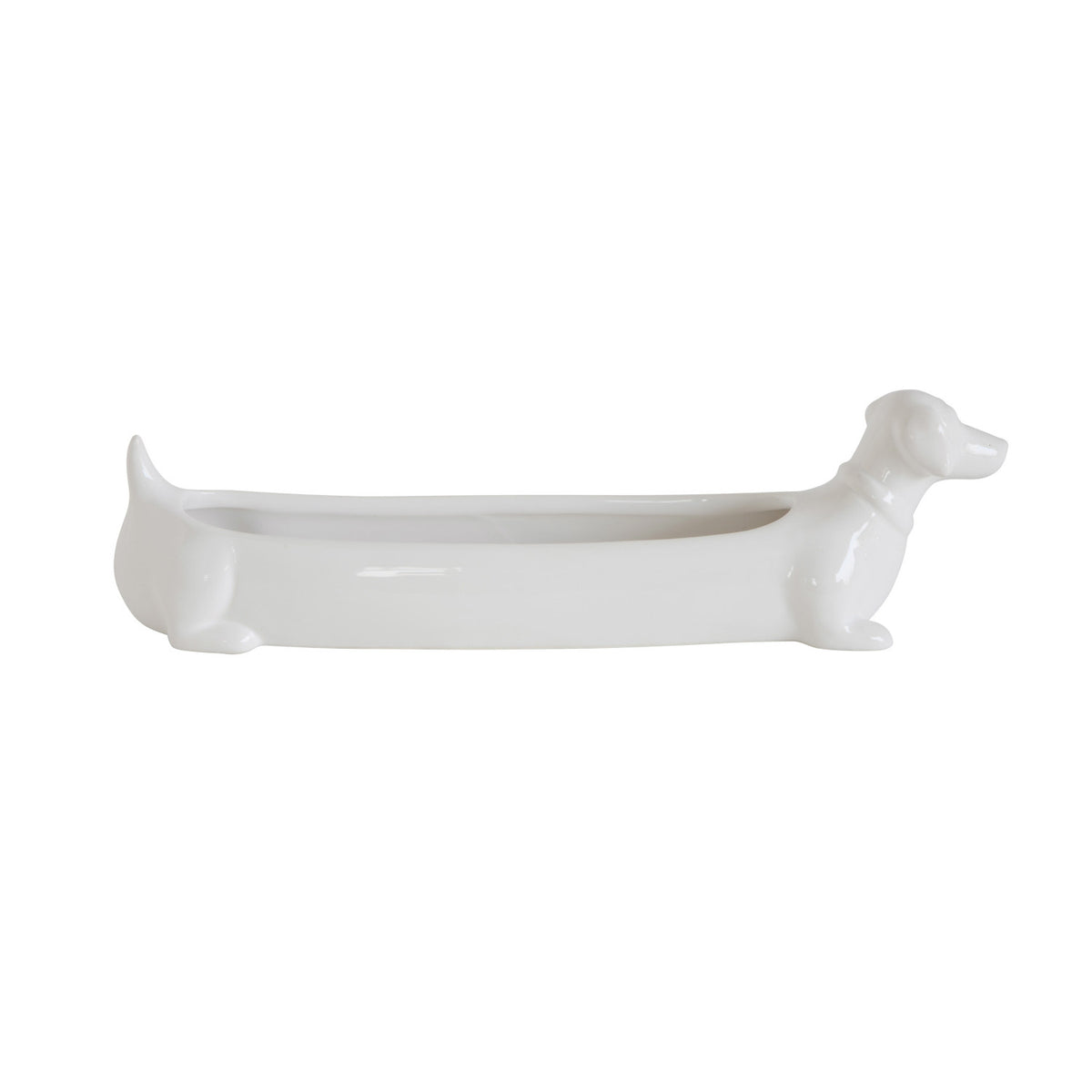 White ceramic dachshund cracker dish