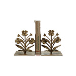 Gold metal flower bookends, set of 2