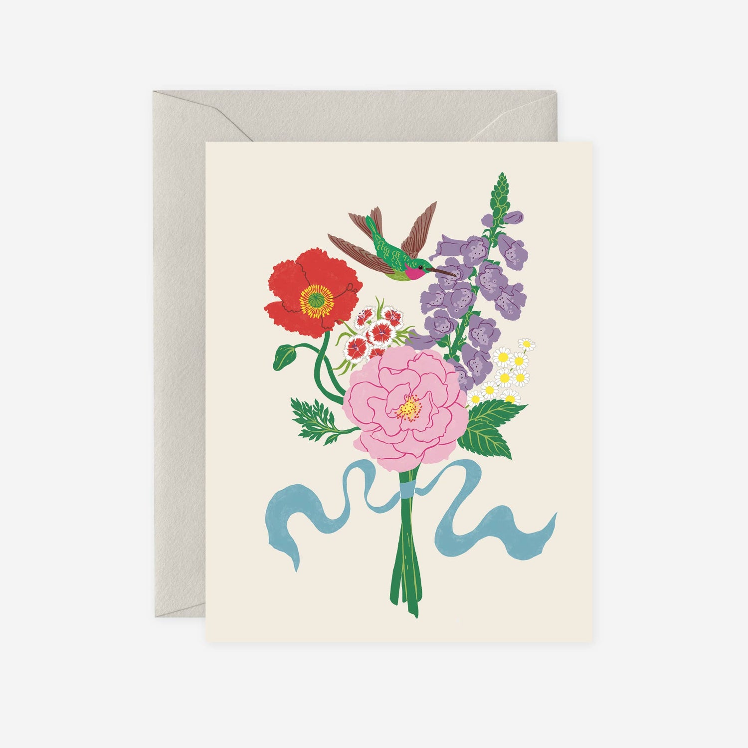 Greeting Card | Hummingbird Flower Bouquet