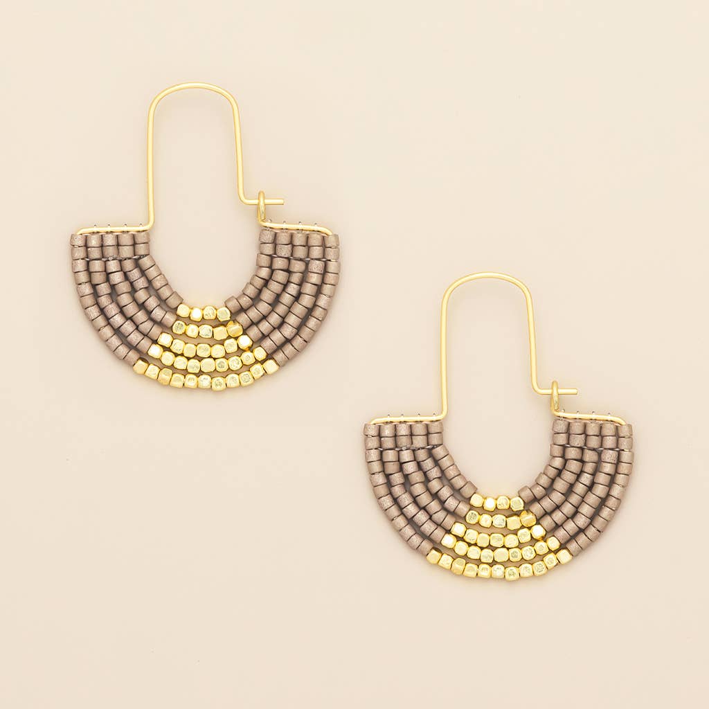 Scout Beaded Earrings | Chromacolor Miyuki U-Hoop Earring - Pewter/Gold