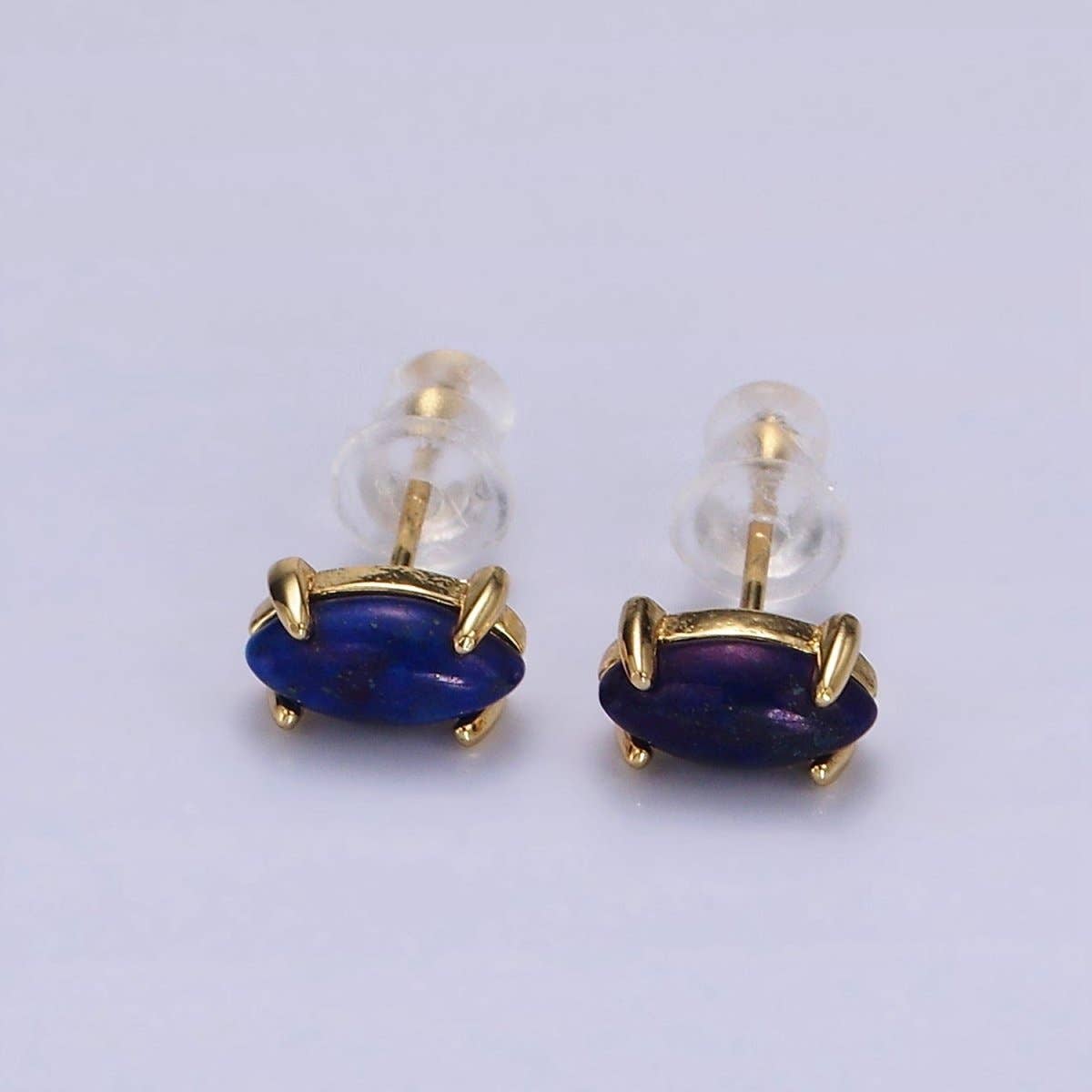 Lapiz Stud Earrings | 14K Gold Filled Lapis Lazuli Gemstone Sphere Minimalist