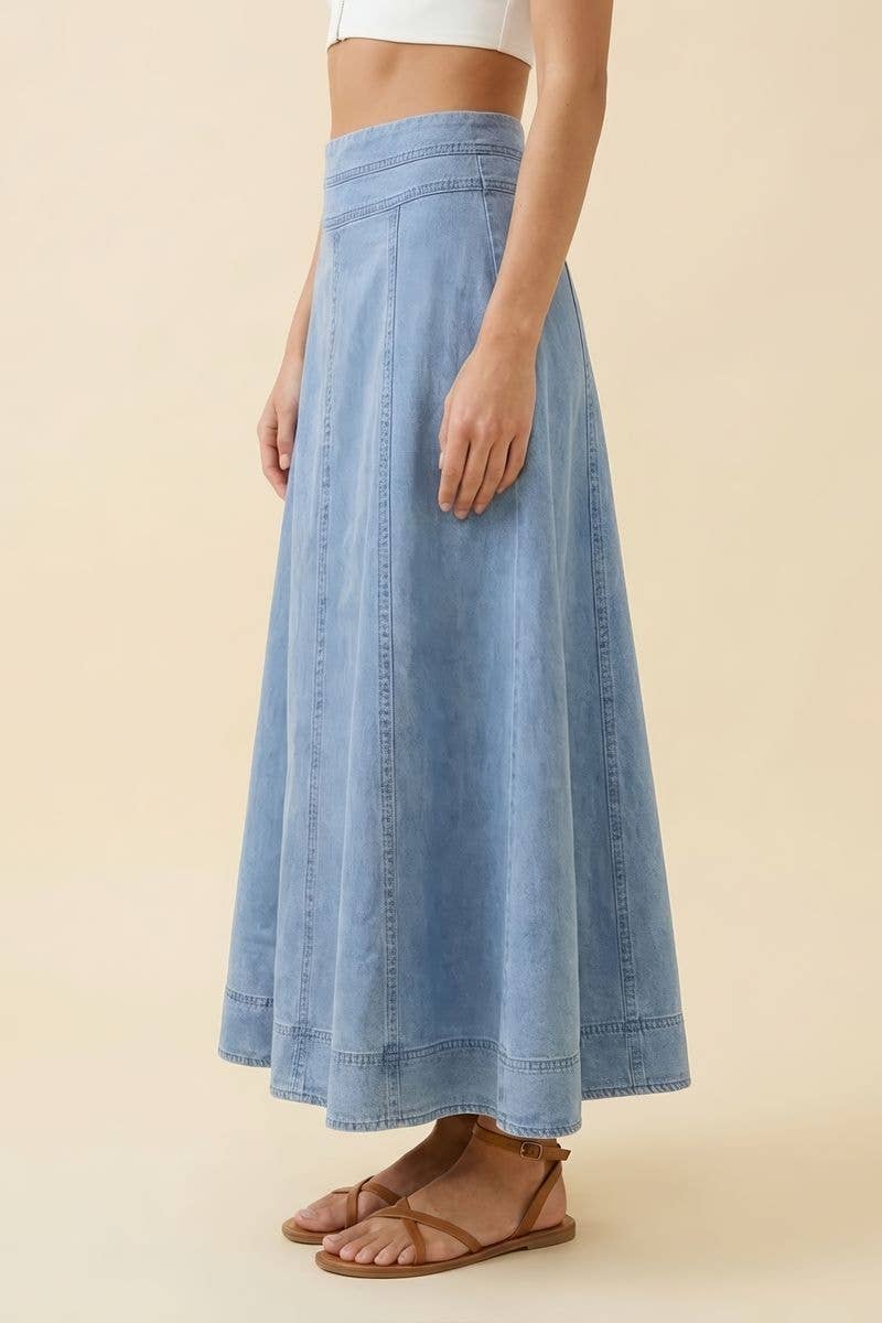 Women's Skirt | BLEACHED DENIM MAXI